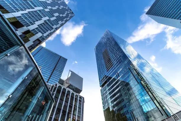 Modern glass office buildings